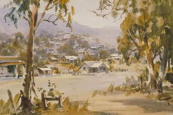 Country Town by Ernest Vogel, Watercolour 